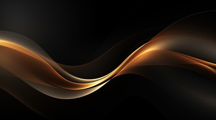 Abstract background with glowing golden waves on a black background.