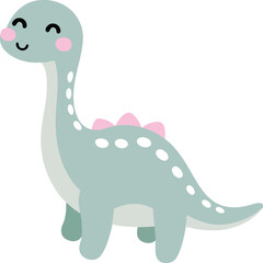 Obraz premium Cute Green Cartoon Dinosaur Illustration