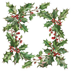 Fototapeta premium Holly floral frame wreath frame illustration