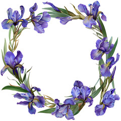 Iris floral frame wreath frame illustration