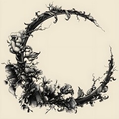 Vintage Ornate Frame With Floral Vines Brian Mashburn Style on haf  white back ground,
