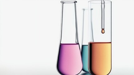 Colorful laboratory glassware with vibrant liquids, ideal for science, chemistry, and educational themes.