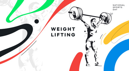 Vector illustration of a male weightlifter with a fitness sports background. bodybuilder fitness sports. GYM Athlete