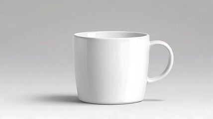 Fototapeta premium High-Resolution Mock-Up of a Classic Ceramic Coffee Mug with a Glossy Finish on a Plain White Background, Featuring Generous Copy Space for Custom Designs or Branding