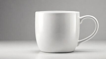 Fototapeta premium High-Resolution Mock-Up of a Classic Ceramic Coffee Mug with a Glossy Finish on a Plain White Background, Featuring Generous Copy Space for Custom Designs or Branding