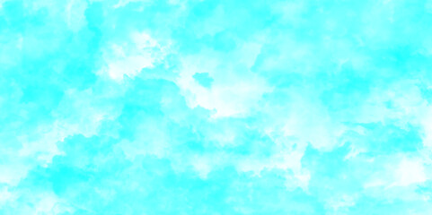 Abstract sky blue and white tones with scattered clouds watercolor background with a soft cloud texture, mix of creating contrast features a beautiful display of clouds in shades of blue sky.