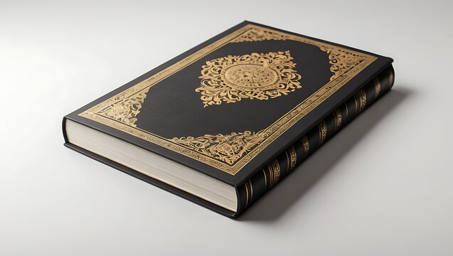 Clean Mock-Up of a Classic Hardcover Book with a Dust Jacket on a Plain White Background, Featuring Generous Copy Space for Cover Design or Text