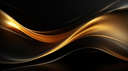 Abstract background with golden and black waves.