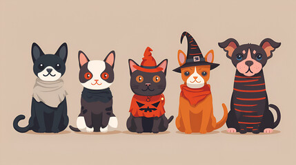 Halloween Pet Costumes cartoon, generative ai
