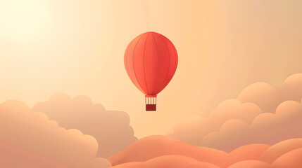 Obraz premium A Minimalist Illustration of a Hot Air Balloon Floating.