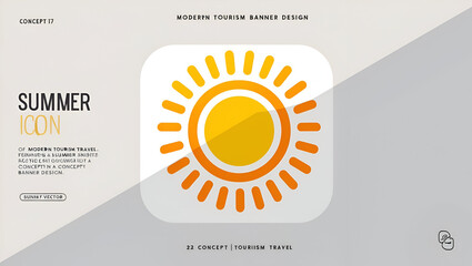 Title: A vibrant summer icon featuring a stylized sunny bright
