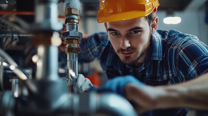 Young apprentice plumber learning to solder pipes under supervision, showcasing hands-on training