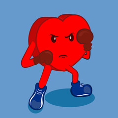 Cute Love Boxing Cartoon Vector Icon Illustration Science Sport Icon Concept Isolated Flat