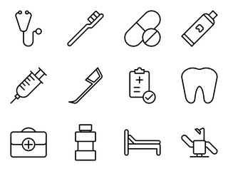 dental hospital icon symbol vector template collection