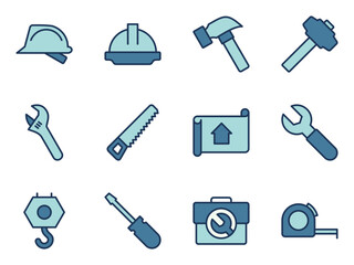 construction tools icon symbol vector template collection