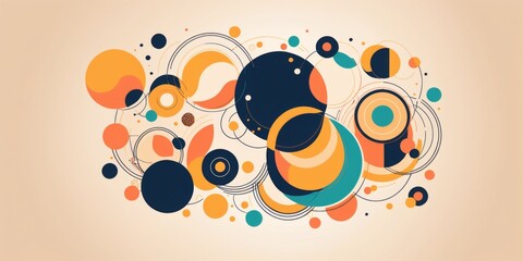 Fototapeta premium Abstract digital art with vibrant overlapping circles on texture