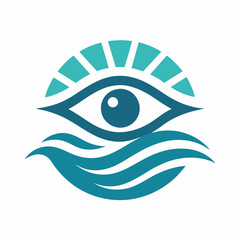 Eye with Beach Logo Icon Symbol Vector Designs Illustration.