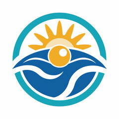 Eye with Beach Logo Icon Symbol Vector Designs Illustration.