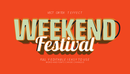 3d editable weekend festival text effect graphic style template
