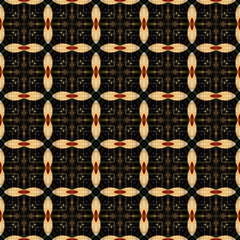 Brightly colored symmetrical seamless pattern created with the help of generative AI and suitable for wallpapers, textures, 3D maps and more