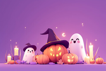 3d Halloween background, Halloween theme background, cute Halloween theme