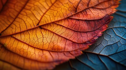 Macro background of colorful autumn dry leaf