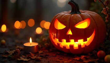 Halloween Background Design, Pumpkin Jack O Lantern, Spooky Night of Halloween for poster, social media post and promotion