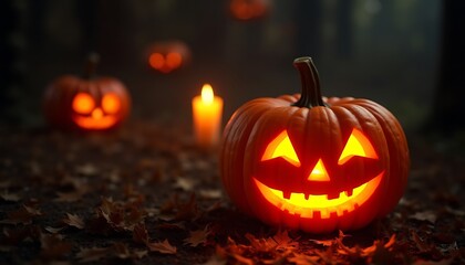 Halloween Background Design, Pumpkin Jack O Lantern, Spooky Night of Halloween for poster, social media post and promotion
