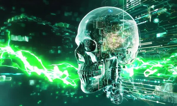 Digital Skull with Circuitry