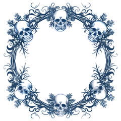 Snowflake frame with skull shapes wreath frame illustration