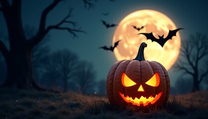 Halloween Background Design, Pumpkin Jack O Lantern, Spooky Night of Halloween for poster, social media post and promotion