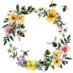 Spring flowers frame illustration