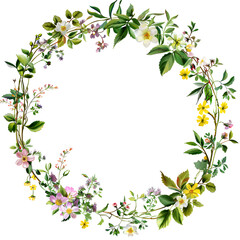 Fototapeta premium Spring flowers frame wreath frame illustration