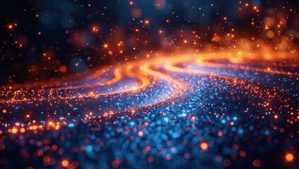 Fototapeta premium Abstract Blue and Orange Glitter Background