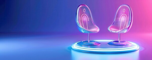 Virtual meeting with participants as holograms, protected by a digital lock, sci-fi, vibrant colors, 3D