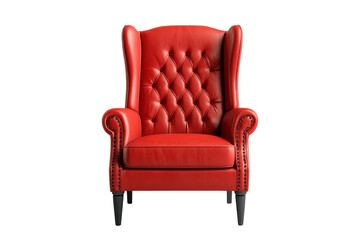 Fototapeta premium Red Leather Wingback Chair with Black Studs