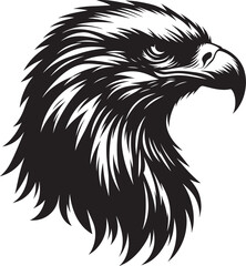 Flying Eagle bird head Silhouette isolated on white background Minimalist Eagle vector shape