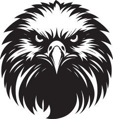 Flying Eagle bird head Silhouette isolated on white background Minimalist Eagle vector shape