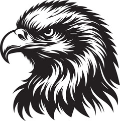 Flying Eagle bird head Silhouette isolated on white background Minimalist Eagle vector shape