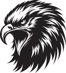 Flying Eagle bird head Silhouette isolated on white background Minimalist Eagle vector shape