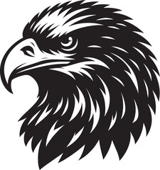 Flying Eagle bird head Silhouette isolated on white background Minimalist Eagle vector shape