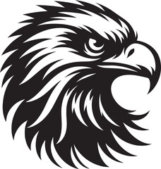 Flying Eagle bird head Silhouette isolated on white background Minimalist Eagle vector shape
