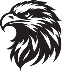 Flying Eagle bird head Silhouette isolated on white background Minimalist Eagle vector shape