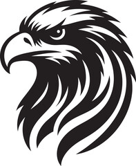 Flying Eagle bird head Silhouette isolated on white background Minimalist Eagle vector shape