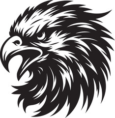 Flying Eagle bird head Silhouette isolated on white background Minimalist Eagle vector shape