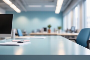 Empty boardroom with large table and chairs, perfect for business meetings or conferences