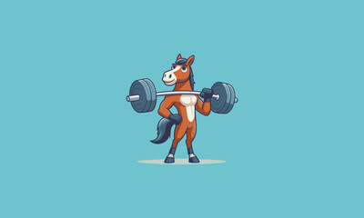 Fototapeta premium character horse holding dumbbell vector mascot design