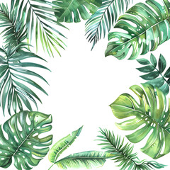 Tropical leaves frame illustration