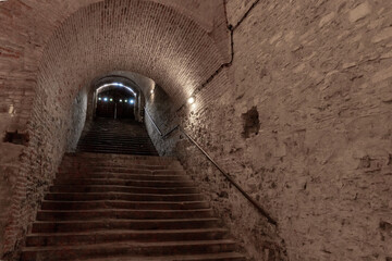 Obraz premium Exit from dungeon under fortress walls in the Vysehrad district of the Prague in Czech Republic