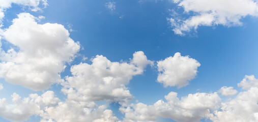 Panoramic  view of extraordinary beauty of clouds in blue summer sky over northern Israel